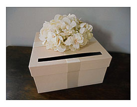 Champagne Wedding Card Box With Ivory Hydrangeas By Astylishdesign