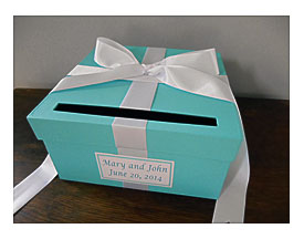 Aqua Malibu Blue Wedding Card Box With White By Astylishdesign