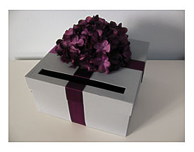 Gray Wedding Card Box Purple Hydrangeas Wedding By Astylishdesign