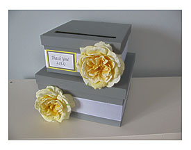 Tiered Gray And Yellow Large Wedding Card Box By Astylishdesign