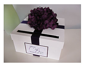White Wedding Card Box Shown With Eggplant Plum By Astylishdesign