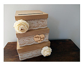 Rustic Lace Wedding Card Box Modern 3 Tiered By Astylishdesign