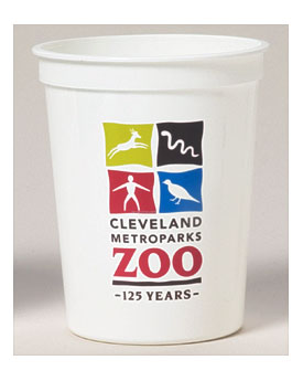 16 Oz. Smooth Fluted White Stadium Cup 7 Color Offset Imprint