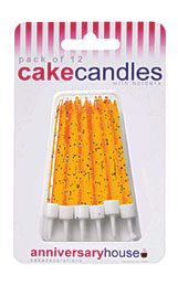 Glitter Candles Pack Of 12 Orange Squires Kitchen Shop Cake .