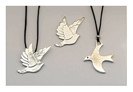 Feathered Peace Dove Pendant Necklace