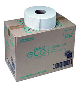 EJ300 Pure ECO Jumbo Roll Toilet Tissue 300m Roll 2 Ply Washroom .