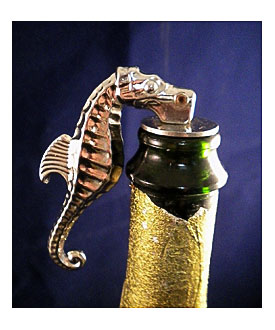 Vintage Wine Bottle Stopper "the Seal Horse" Seahorse Barware Nautical .