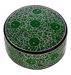 . Round Gift Box Green Floral Dcor 6x6x2.5 Inches Boxes, Jars & Tins