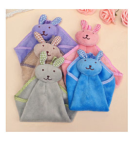 . Wipe Hand Towel Hanging Soft Cartoon Rabbit Candy Colors Dry Bathroom