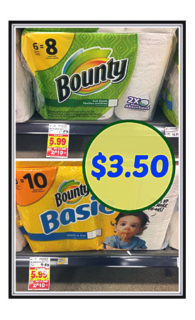Bounty Basic Paper Towels 8 Big Rolls, 10 Regular Rolls – $5.00 .