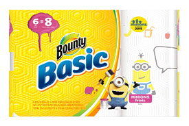 Bounty Basic Paper Towels, Minion Prints, 6 Ct, Big Roll