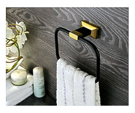 Bathroom Luxury Gold & Black Brass Towel Ring,towel Holder, Towel Bar
