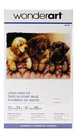 Caron Wonderart Latch Hook Kit 24""X34"" Lab Puppies
