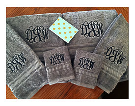 Monogrammed Towel Set Monogrammed embroidered Bath By MonogramRose