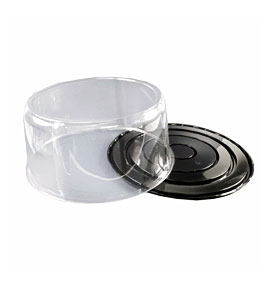 . Packaging 12 Inch Cake Container 2 Layer Black Base With Clear Lid