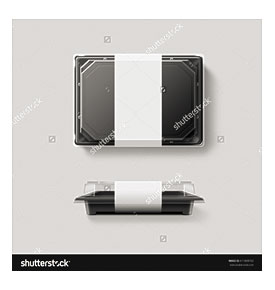 Blank Plastic Disposable Food Container Mockup, Transparent Lid .