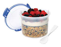 Sistema Klip It Breakfast To Go Container Clear Cereal Granola Milk .