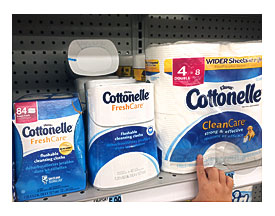 The Cottonelle® Fresh Care Flushable Cleansing Cloths Feature .