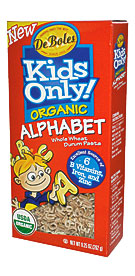 DeBoles, Kids Only Organic Alphabet Whole Wheat Durum Pasta, 9.25 Oz .