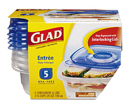 Clorox Gladware Plastic Square Containers With Lids, 25oz, Clear Blue .