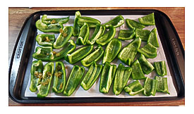 . Into Wedges. Place Green Peppers On Baking Sheet With Parchment Paper