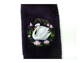 Hand Towel Swan Hand Towels Purple Hand By KraftyKountryBlanket