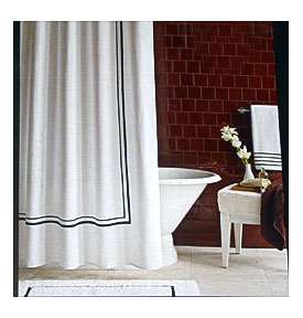Fieldcrest Luxury BROWN BORDER White Pique Fabric Shower Curtain .