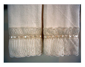 Inch LACE Fingertip Guest Towel Pair 2 Cream Towel By UtaLace