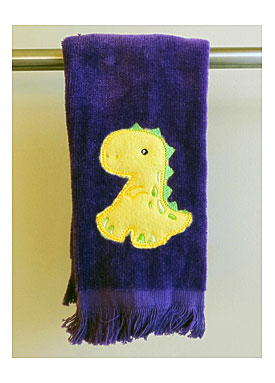 Dinosaur Fingertip Towel Kid's Towel Applique By RedbirdOriginals