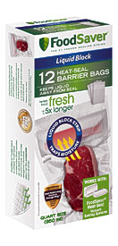 FoodSaver® 12 Liquid Block Heat Seal Quart Bags At
