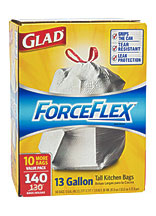  Glad ForceFlex 140 Bags 13 Gallon Size