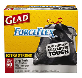 NEW Glad ForceFlex Extra Strong Outdoor Drawstring Large Trash Bags 30 .