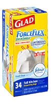 Glad ForceFlex OdorShield Fresh Clean Scent Tall Kitchen Drawstring .