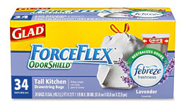 Glad Glad ForceFlex OdorShield Tall Kitchen Drawstring Trash Bags 13 .