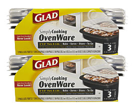 Glad SimplyCooking OvenWare 8x8 Pans & Lids, 3 Ct 2 Pack