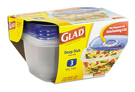Glad Gladware Deep Dish Food Storage Containers, 64 Oz, 3 Pack, 6 Pack .