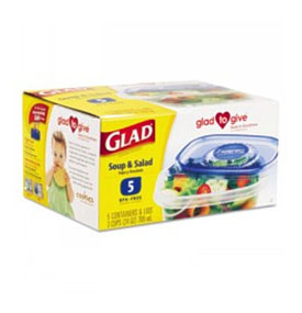 Glad Gladware Soup And Salad Food Container W Lid, 24 Oz, Plastic .