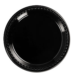 Chinet® Heavyweight Plastic Plates, 9" Diamter, Black, 125 Pack, 4 .