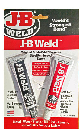 . Of J B Weld Steel Reinforced Epoxy High Temperature Glue, Front View