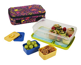 . Insulated Bento Box Lunch Bag Kit with Carry Strap Kids or Adults