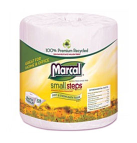 Marcal 100% Recycled 2 Ply Embossed Toilet Tissue, White Pricefalls .
