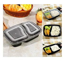 Details About 2 Compartment Meal Prep Food Containers Lids Plastic .