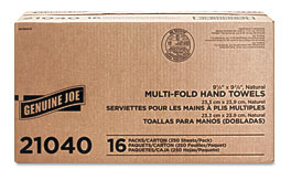 Genuine Joe Multi fold Paper Towel 1 Ply 9.25" X 9.40" Natural .