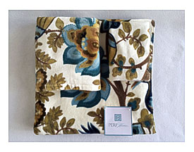 Peri Bird Butterfly Floral Blue Teal Gold Bath Hand Wash Towels Set .