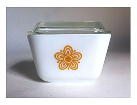 Mid Century PYREX 1.5 Cup White With Yellow Flower By JoeBlake