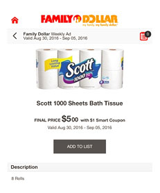 Scott 1000 Sheets Bath Tissue At Family Dollar Dealspotr