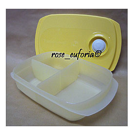 Tupperware Yellow Reheatable Divided Lunch Box 1 1L.