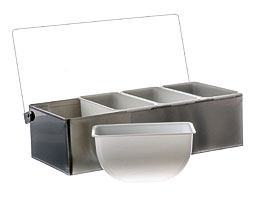 Tablecraft 1604 4 Compartment Stainless Steel Condiment Holder