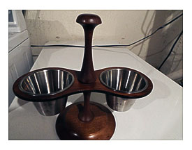 Retro Wood And Stainless Steel Condiment Serving Caddy Tray Swivels .
