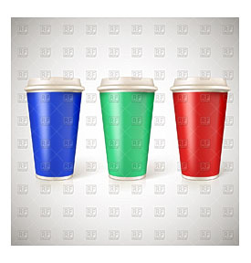 Disposable Paper Cups For Coffee With Closed Cap Vector Image #41209 .